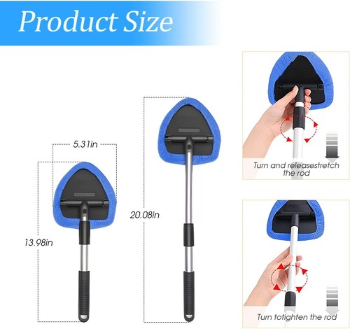 Scheibenreinigungsgerät, Autoscheibenreiniger mit ausziehbarem langem Griff blau  - Bild 2 von 6