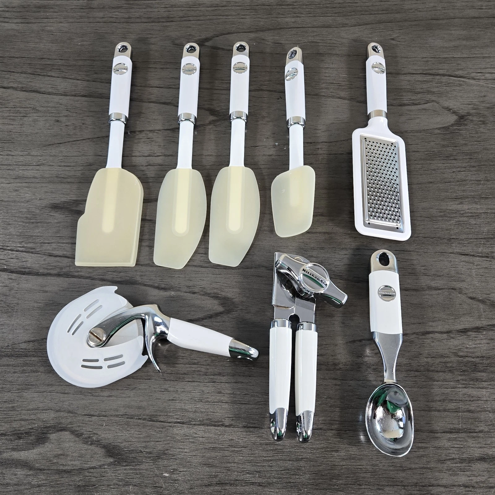 Lot of 8 KitchenAid Heavy Duty Professional White Silicone/Chrome Utensils
Opens in a new window or 