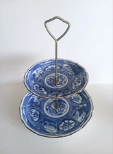 Vintage Japanese Arita Imari 2 Tier Serving  Cake Dessert Tray - Small  11" Tall