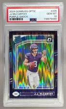 2024 Panini Donruss Optic 235 JJ McCarthy RC Rated Rookie Purple Shock PSA 10