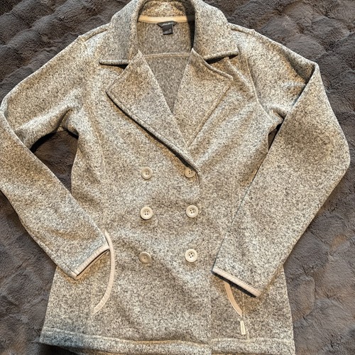 Eddie Bauer Women XS Zip Snap Button Fleece Jacket Sweater Heather Gray Warm - Picture 9 of 9