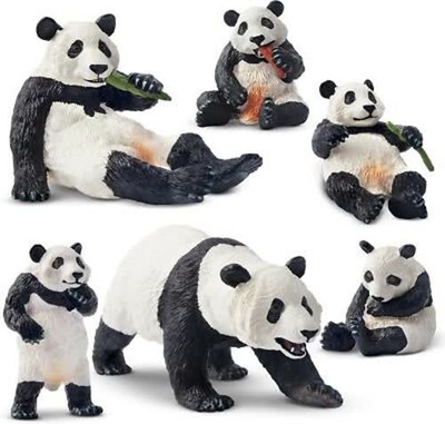 TOYMANY 6 Stück Panda Tiere-Figuren Spielzeug, Realistisches Set für Kinder