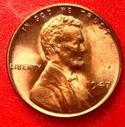 1947-P Lincoln Wheat Cent Penny GEM RED BU From an Original Bank Roll
