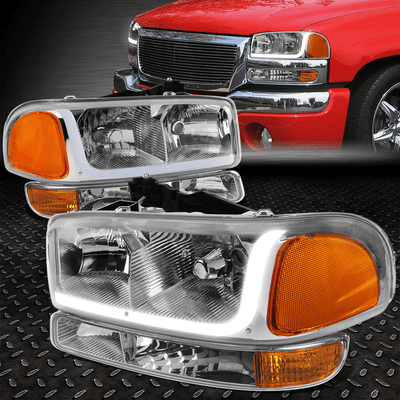[SWITCHBACK F-LED DRL TURN SIGNAL]FOR 99-07 SIERRA 1500-3500 HEADLIGHTS CHROME - Foto 11