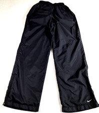 Vintage NIKE Women's Wind Track Pants Sz S Small Ins 30" Black Zip Pockets Nylon