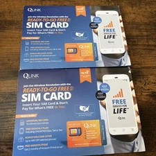 2pk QLINK Wireless Cellular 4G LTE/5G Sim Card Kit- Includes Sim Card & Adapter 