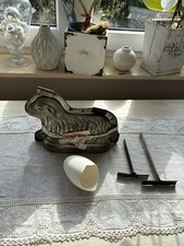 alte Lamm groß Backform - Osterlamm Weißblech Vintage mit Alter Plauner Spitze