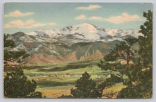 Vintage Linen Postcard Pikes Peak Colorado Springs by Sanborn Souvenir