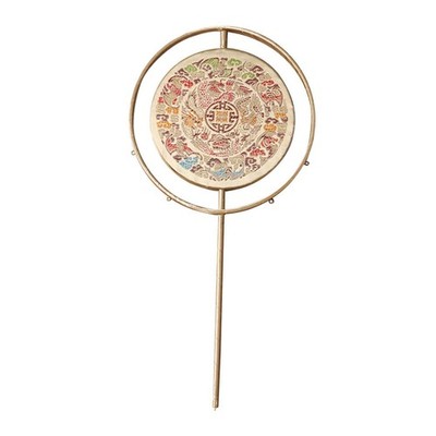 Chinese Wedding Hand Fan Semi Finished Handmade Ming Hanfu Round Fan Gold