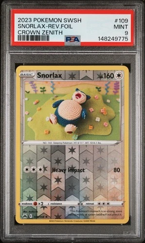 2023 POKEMON SWORD & SHIELD CROWN ZENITH #109 SNORLAX-REVERSE FOIL PSA 9