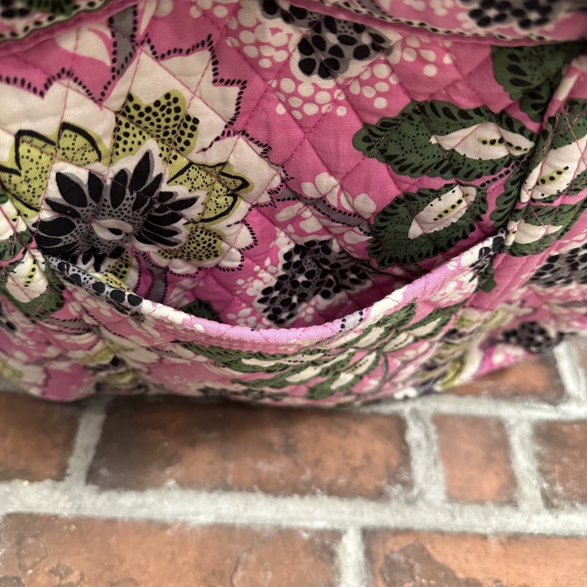 Vintage Vera Bradley PRISCILLA PINK East West Tote Pinks Green Petal Paisley Y2K View 6