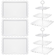 5 Pcs Dessert Table Display Set, Cupcake Stand, 5-Piece White Plastic Party T...