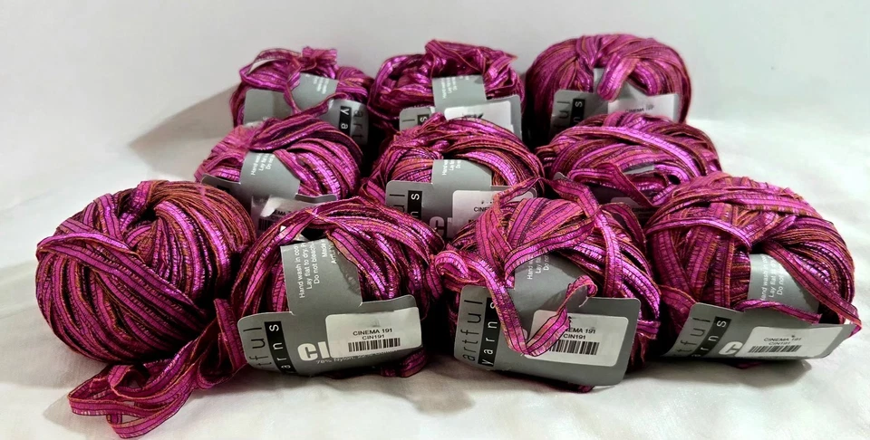 Artful Hilos CINE 10 Madejas Paquete Magenta Cobre Metálico CINTA NOVEDAD HILO Foto 3 de 4