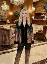 NEW Johnny Was XXL Kimono Velvet Sequins Rose Gold Black Jacket Sequin Party NWT