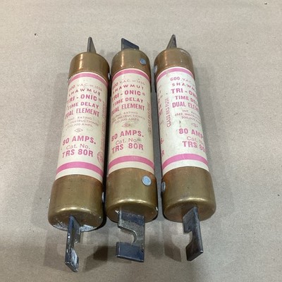 (LOT OF 3) TRS80R GOULD SHAWMUT TRI-ONIC FUSE FUSES CLASS RK5 80AMP TIME DELAY