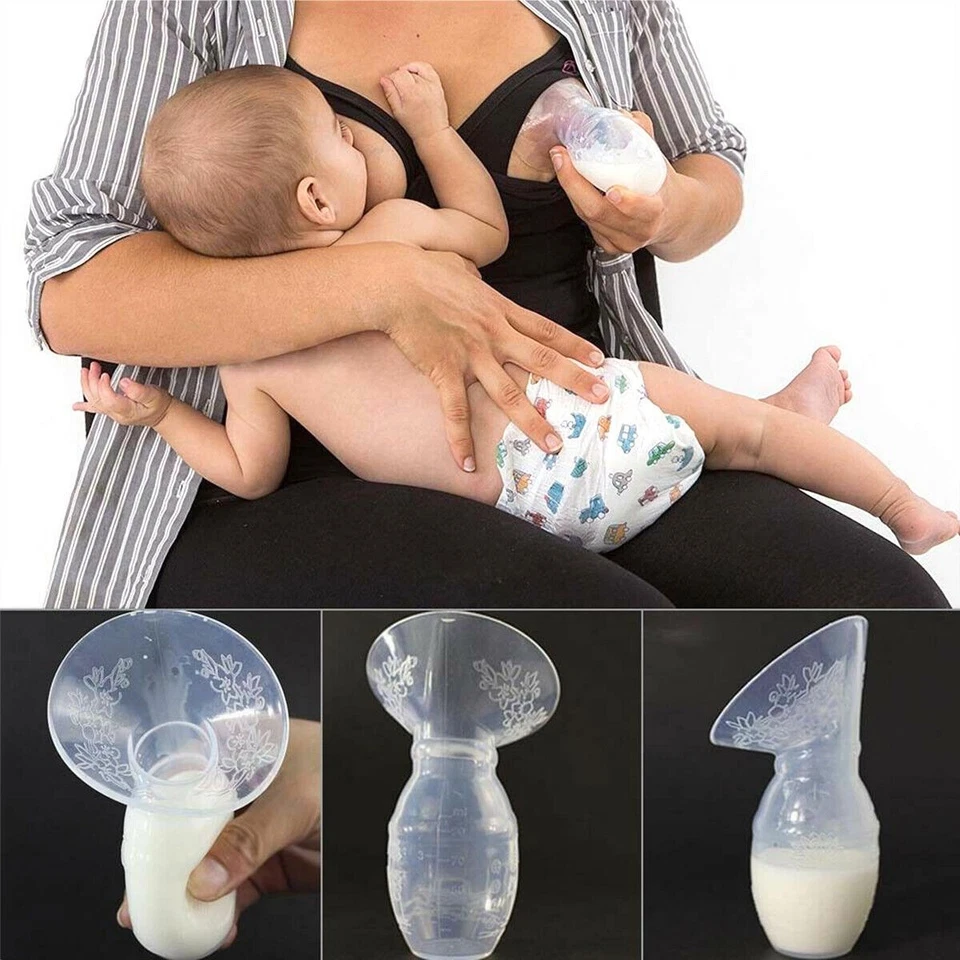 Manual Breast Pump Silicone Baby Breastfeeding Milk Saver Suction Bottle Mom - Image 3 of 4