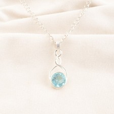 925 Sterling Silver Sky Blue Topaz Gemstone Daughter Handmade Bezel New Pendant