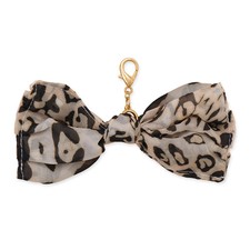 Women's Gold Tone Leopard Print Fabric Bow Bag Charm - Cute, Feminine  Charm Co