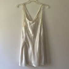 Victoria's Secret Vintage Satin Chemise Nighty Large White Ivory Bridal Lace