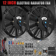2x 12" Electric Radiator Cooling Fan High 1550 CFM Thermostat Relay Mounting Kit
