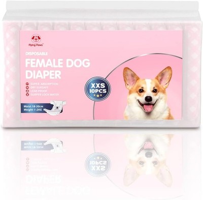 Disposable Female Dog Diapers, Puppy Diapers with Adjustable XXS-10, pink