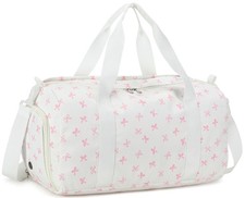 Girls Gym Duffle Bag Travel Weekender Shoe Compartment Wet Pocket Pink Bow