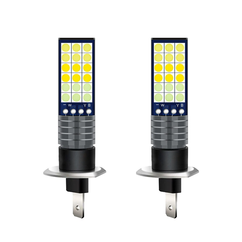 LED Fog Lights for Car H1 Tricolor Fog Lamp High Brightness Aluminum Alloy - Image 2 of 4