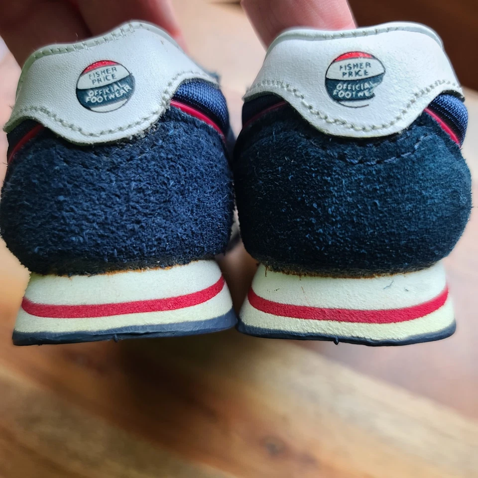 VTG Baby Boy Shoes Fisher Price Size 4 1/2 Blue Sneakers Suede Accents Straps - Image 4 of 4