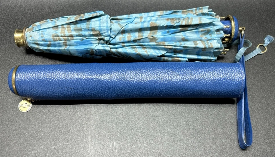 De Colección MCM KNIRPS Paraguas de Bolsillo Patrón Abstracto Azul Gris Estuche con Cremallera a Juego Foto 3 de 4