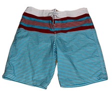 Mossimo Supply Co Men  s Bermuda Swim Trunk Unlined Stripes Size 34 Exc Condition