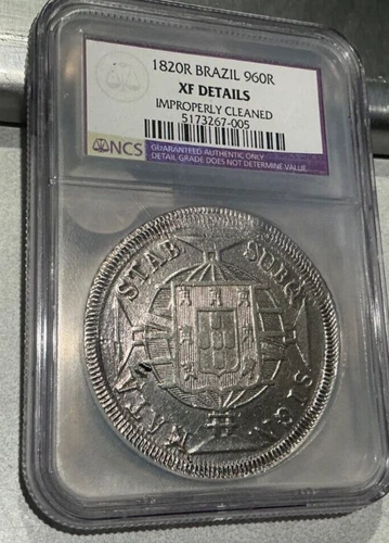 1820-R Brazil 960 Reis NGC XF DETAILS