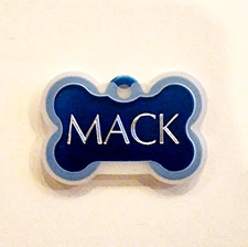 CUSTOM ENGRAVED PET TAG BLUE BONE SHAPE WITH SILENCER DOG  PERSONALIZED TAGS