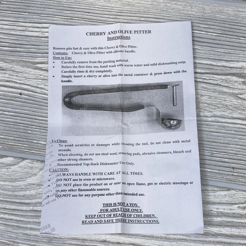 Cherry & Olive Pitter With Red Silicone Handle,  Avon 2015, New - Picture 8 of 8