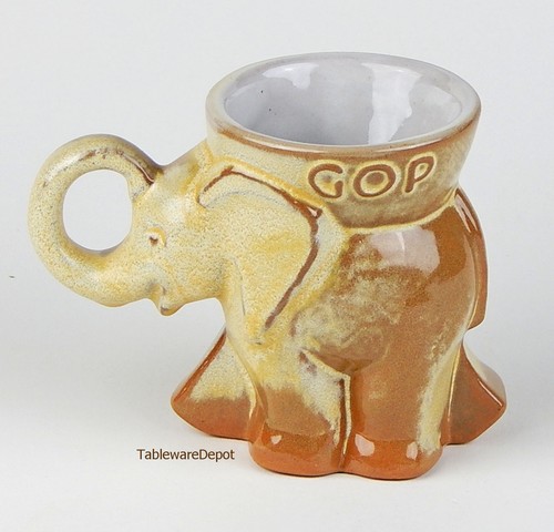 Frankoma Republican GOP Elephant Mug, Nixon - Agnew 1973 Brown - Picture 2 of 6