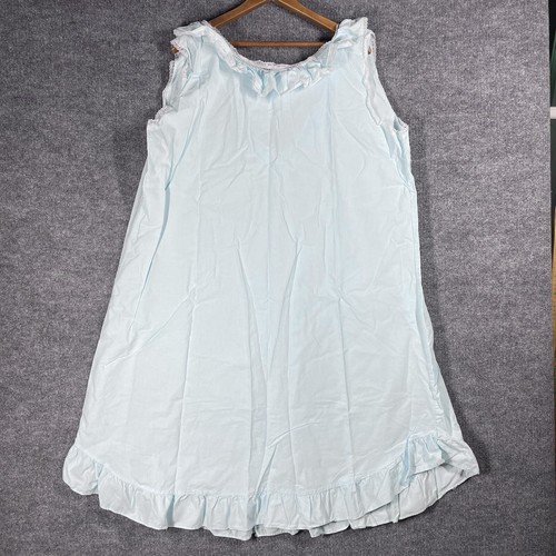 VINTAGE Ashley Taylor II Nightgown Size 24W-44 Cotton Blue Ruffle Frill Floral - Picture 9 of 16