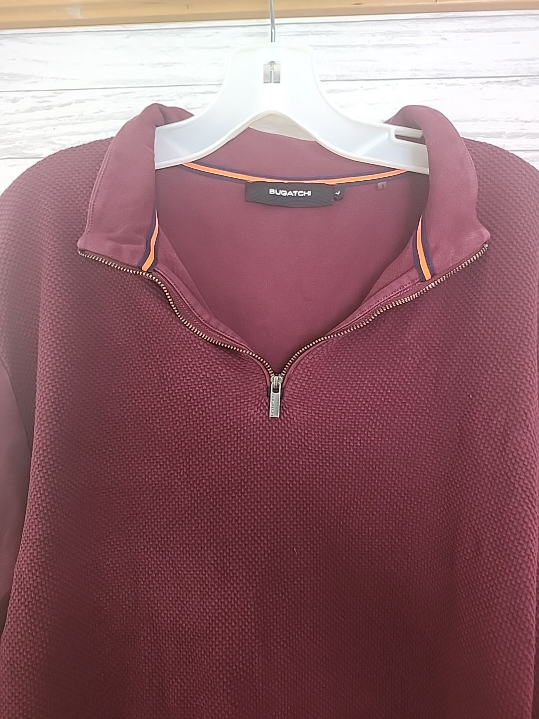 Bugatchi Quarter Zip Pullover Sweater Burgundy Me… - image 2