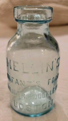 1890s Hand Blown Bottle MELLIN'S INFANT'S FOOD DOLIBER GOODALE BOSTON Small  Size