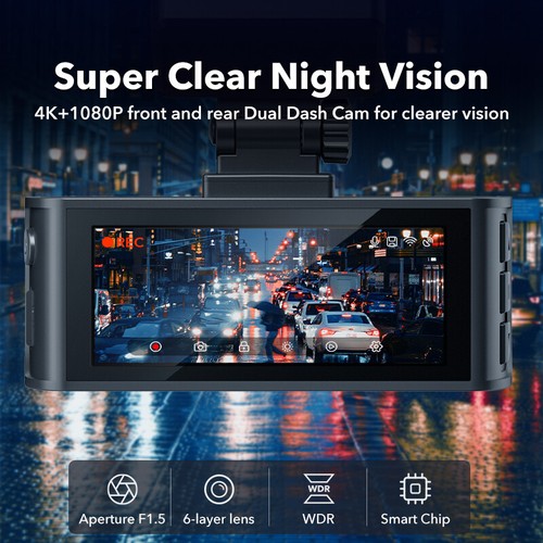 REDTIGER 4K Dash Cam Front and Rear Car DVR Dash Camera WiFi Video Recorder - Picture 6 of 8