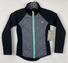 Old Navy Active Girls XS 5 Black Gray Aqua Jacket Go Dry Relective NWT