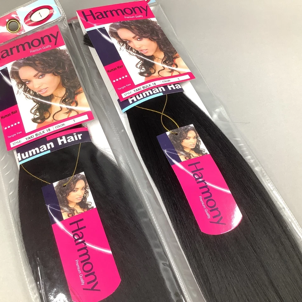 "2 paquetes de cabello mezcla micro trenzado a granel de yaki negro azabache de 18"" #1 de Harmony" Foto 2 de 4