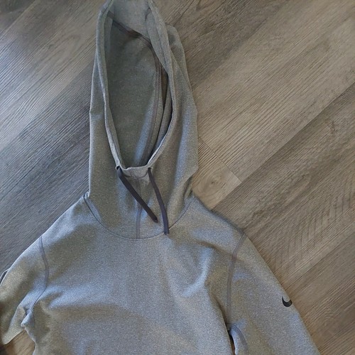 Nike Dri Fit Hooded longsleeve Shirt Sweatshirt Youth L-Womens Xs/S Gray Black - Picture 2 of 4