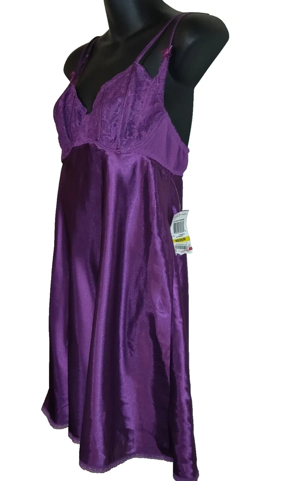 Vestido sin Mangas Babydoll Vintage Y2K M Morgan Taylor Púrpura Camisón Boysenberry Nuevo con Etiquetas Foto 2 de 4