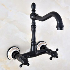 Black Oil Rubbed Brass Swivel Spout Bathroom Sink Faucet Kitchen Taps 2nf873