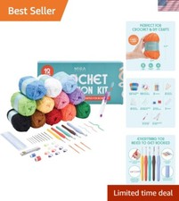 All-in-One Crochet Essentials Set - 12 Gorgeous Yarn Skeins Accessories