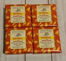 Crabtree  Evelyn Oatmeal And Wheatgerm Scented Soap Bars 3.5 oz Each Set of 4
