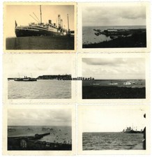 6x Orig. Foto Dampfer Schiff Boot Fähre Helgoland Cuxhaven MS Italia usw 1930er