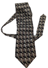 Joseph  Feiss International Men  s Tie 100 Silk Tie Black, Gold, Blue Geometric