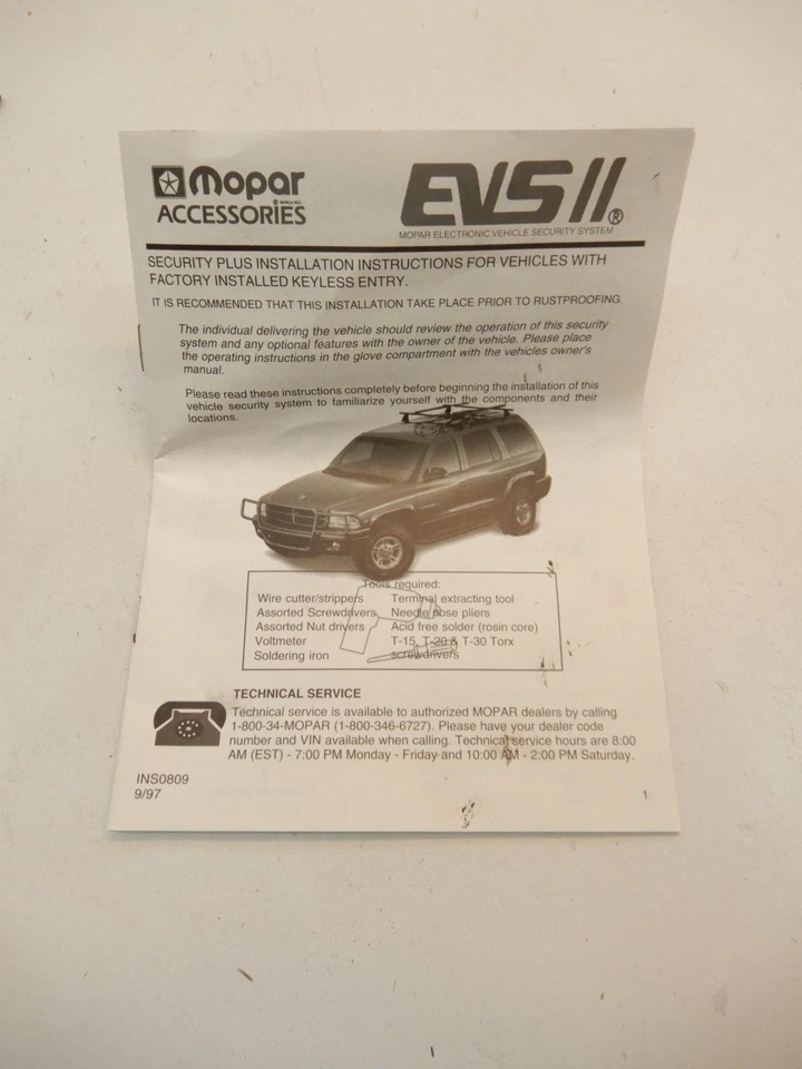 Dodge Durango 1998 OEM kit de cableado de alarma de seguridad Mopar 82204077 Foto 3 de 3