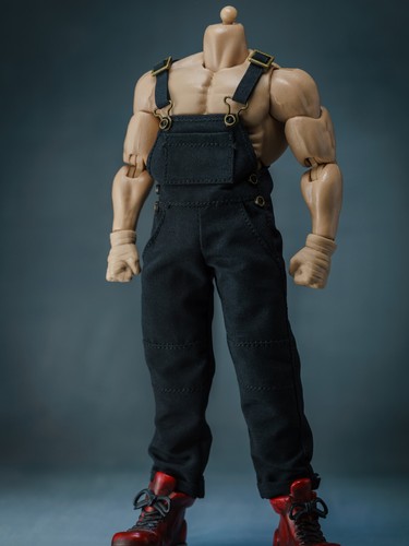 1/12 schwarz Kostüm Overall Hose Modell passt 6" männliche Actionfigur Körper Puppe Spielzeug - Bild 3 von 4