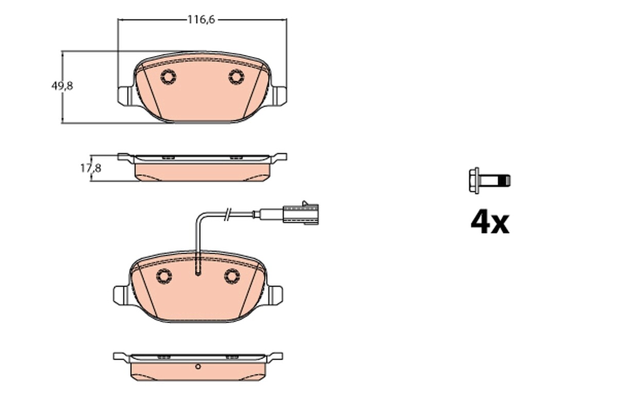 GDB2077 TRW Brake Pad Set, disc brake for ALFA ROMEO